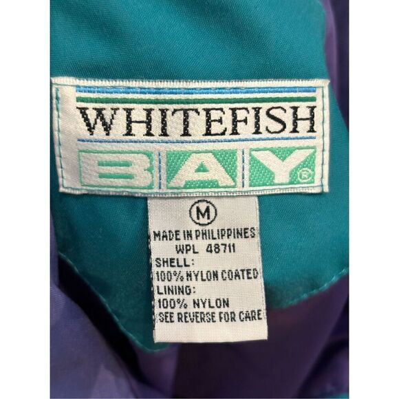 Whitefish Bay M retro 90’s oversized teal-purple nylon lined jacket w-double fro - Picture 3 of 11